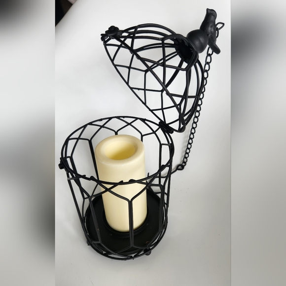 Gothic Black Bedside Wall Mirror Set with Candle Holder & Bird Cage with Candle - Picture 5 of 8